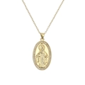 Collier doré avec pendentif Vierge Marie orné de zircons brillants de haute qualité - Zircone Claire Vierge Marie Ronde