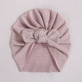 Rosa Baby-Turbanmütze mit Schleife und strukturierter Strickoberfläche für Säuglinge - Rosa (#3)