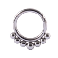 Sliver-colored surgical steel hinged nose hoop with a row of gradient spherical beads - 17# Silver - Graduated Beads