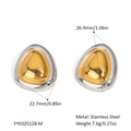 Detailed view of silver and gold tone stainless steel earrings with size and weight specs - Geometric Link Style (YYE025128-M)