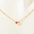 Collana in acciaio inossidabile placcato oro 18K con zirconi arancioni e chiari - Luglio Rosso Rosa