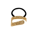 Haargummi im Punk-Stil mit goldener Metallplatte in Hammerschlag-Optik und Gummiband - Gold