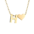 Collier doré avec lettre H et pendentif coeur sur chaîne O pour femme style minimaliste - Lettre H - Or