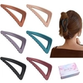 Set of 6 matte triangle hair claws in assorted colors with a premium gift box - Set 4