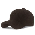 Dark brown faux shearling baseball cap with fluffy texture for autumn and winter - Adjustable / Dark Coffee
