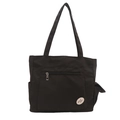 Grand sac cabas noir en toile avec poche zippée avant et écusson Good Luck - Noir