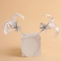 Detail of a white feather headband with silver sequin springs for festive party costumes - Single Headband / White Wig