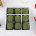 Set of 9 green velvet Christmas ornaments with textured and smooth finishes in a box - 9 Pcs / 8cm / Green