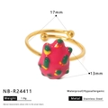 Verstellbarer goldener Edelstahlring mit buntem Drachenfrucht-Design für Damen - Drachenfrucht-Stil (NB-R24411)