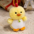 Cute yellow plush chicken charm with green nut accessory for women bags and keychains - Chicken / 15CM