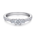 Elegant 925 sterling silver three-stone ring with zircon bow detail in silver finish - Tl-375