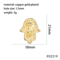 Detailed view of a gold-plated Hamsa Hand charm with micro-pave cubic zirconia stones - Pave Hamsa Hand