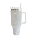 40oz stainless steel tumbler with handle featuring AB crystal cow print rhinestones - 1200ml (40oz) / AB Color