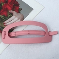 Pink matte square hollow hair clip for half-up ponytail in a minimalist style - Pink