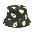 Cappello da pescatore reversibile con stampa avocado su tela nera per protezione solare - M (56-58cm) / Nero