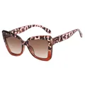 Retro cat-eye sunglasses with leopard print frame and brown gradient lenses - Tortoise Tea