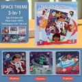 Space themed 3-in-1 magnetic puzzle set for kids with 75 pieces in 3 levels of difficulty - Space Theme [3-in-1 Magnetic Book]