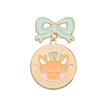 Cartoon mint green bow pin with orange deer pendant in a rose gold finish - Green Bow Deer Style (QHXZ420)