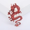Prachtige rode emaille Chinese draak broche speld voor jassen en luxe accessoires - Rood