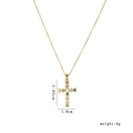 Golden cross necklace with colorful zircons measuring 2.85cm by 1.8cm and weighing 4g - Gold Colorful Zircon Cross (1526)