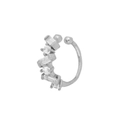 Detail of silver plated ear cuff with alternating baguette and round zircon stones - Geometric Zirconia Ear Cuff-Silver