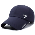 Dark blue breathable baseball cap with extended brim and side laser-cut ventilation holes - Adjustable / Navy Blue