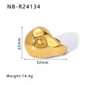 Exaggerated irregular liquid gold stainless steel ring with chunky molten texture - Liquid Metal Abstract Shape (NB-R24134)