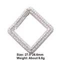 Silver-finish rhombus micro-pave zircon clasp for DIY necklaces and bracelets, 27mm size - Style 53: Copper Micro-set Zircon Connecting Clasp