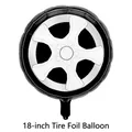 Palloncino in alluminio da 18 pollici a forma di pneumatico a scacchi per feste di corse - Palloncino Rotondo da 18 Pollici (Motivo Pneumatico)