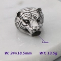 Silver stainless steel tiger head bead for DIY jewelry making, 24x18.5mm animal charm - Style 5 - Tiger Head (KLJ9099-KJX)