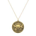 Aztec skull coin necklace in gold finish with vintage relief and cross-link chain - Aztec Style Skull Coin Necklace (2343) / Antique Gold