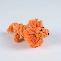 Lion-shaped woven cotton rope dog toy in bright orange color for teeth cleaning - Old Style Lion