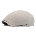 Casquette plate classique gris clair en lin avec un petit badge doré W sur le côté - Réglable / Gris clair