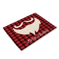 Red and black buffalo plaid Christmas placemat with white Santa beard and Merry Christmas print - Red Black Plaid Santa Beard
