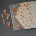 Adesivi per unghie 5D foglia oro con motivi floreali su set manicure sfumato - Stile Piante e Fiori Bronzati Oro (CO-221)