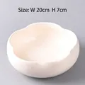 Minimalist creamy white ceramic bowl with elegant petal shaped edges for lotus plants - DY Five-Petal Flower Hydroponic Pot-004