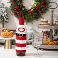 Christmas knitted wine bottle cover festive red white stripe holiday table decoration gift - Knitted Letter O Wine Bottle Cover