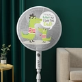 Copertura protettiva bianca per ventilatore con simpatico coccodrillo per bambini - Dinosauro Genitore-figlio