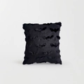 Solid black square plush pillow cover with embossed 3D bat texture for Halloween decor - 18x18 Inch / Black Bat