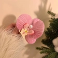 Pink phalaenopsis orchid hair clip with white pearl detail for women hairstyles - Girl Pink