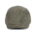 Olive green cotton ivy cap with vintage stitching and silver Sports metal logo - One Size Adjustable(55-60cm) / Olive Green