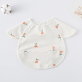 Waterproof baby bib with short sleeves and orange tulip patterns on a cream base - Shawl - White Dutch Flower / One Size