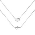 Collier double rang en argent sterling S925 avec pendentifs avion et nuage en couleur argent - Argent 925 / Argenté