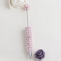 Penna a sfera rosa fai-da-te con perle decorative e accenti di strass brillanti - Rosa Perlato