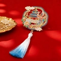 Traditioneller chinesischer Phönix-Metallmagnet mit Quaste und Himmelstempel-Design - Phönix und Himmelstempel Kühlschrankmagnet (Kartenverpackung)