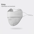 UPF50+ grey cooling face mask with eye corner protection and adjustable ear loops - Solid Color Sun Protection / Light Gray