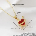 Collana a cuore dorata con zircone rosso e ciondolo a spada su seta bianca - 1.9*1.4cm Cuore Rosso Placcato Oro NAC07-10