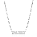 Silver 304 stainless steel Figaro chain necklace with Taurus zodiac letter pendant - Steel Taurus