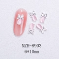 Detalle de adorno para uñas 6x10mm con piedra ojo de gato rosa y marco plateado - Estilo Mariposa Plateada Ojo de Gato Rosa (8903)