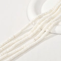 6mm natürliche weiße Muschelperlen in Scheibenform für DIY-Halsketten und Schmuck - 6-6.5mm / Weiß